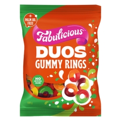 KẸO DẺO TRÁI CÂY RJ’s Fabulicious, Sherbet Fizz & Duos Gummy Rings, KHÔNG DẦU CỌ Palm Oil Free, KHÔNG MÀU – MÙI NHÂN TẠO