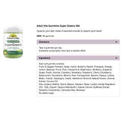 HŨ 90 VIÊN KẸO DẺO NATURE'S WAY - BỔ SUNG VITAMIN - KHOÁNG CHẤT Vita Gummies SuperGreens, 36 THÀNH PHẦN SIÊU THỰC PHẨM