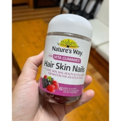 HŨ 60 VIÊN KẸO DẺO VITAMIN C, E, BIOTIN, ZINC Nature's Way Vita Gummies, Hair - Skin - Nail Health - Minerals, VỊ BERRY