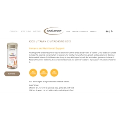 HŨ 60 VIÊN VITAMIN C CHO TRẺ EM - NHAI ĐƯỢC Radiance Kids VitaChews Chewable Tablets, VỊ CAM-XOÀI