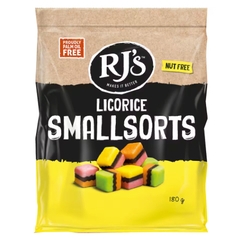KẸO DẺO CAM THẢO ĐA SẮC RJ’s Licorice Smallsorts, KHÔNG HẠT Nut Free – KHÔNG DẦU CỌ Palm Oil Free, 180g