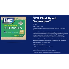 HỘP 10 KHĂN LAU BỤI - BẨN - DẦU MỠ 97% THỰC VẬT Chux Superwipes Plant Based Cleaning Cloths, THẤM HÚT NHANH, 60cm x 28cm
