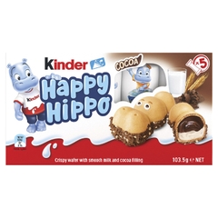 TÚI 5 THANH SOCOLA SỮA - BÁNH XỐP GIÒN Kinder Happy Hippo Cocoa Chocolate Bars, 103g (5 THANH x 21g)