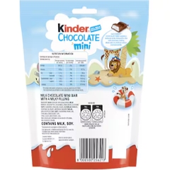 TÚI 20 THANH SOCOLA SỮA BỌC KEM SỮA Kinder Safari World Mini Chocolate Bars, 33% SỮA TƯƠI NGUYÊN CHẤT, 120g