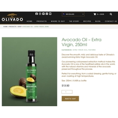 [Hàng New Zealand] DẦU BƠ NGUYÊN CHẤT - TINH KHIẾT ÉP LẠNH The Grove Gourmet / OLIVADO Avocado Oil Extra Virgin, 250ml