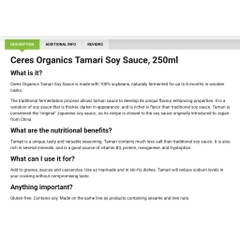 NƯỚC TƯƠNG HỮU CƠ Ceres Organics Tamari Soy Sauce, GLUTEN FREE - KHÔNG BỘT NGỌT, 250ml