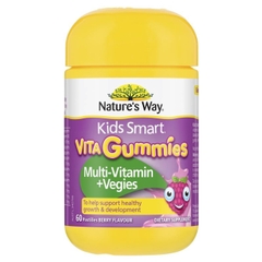 HŨ 60 VIÊN ĐA VITAMIN / RAU CỦ - KẸO DẺO CHO TRẺ EM Nature's Way Kids Smart Vita Gummies Multi-Vitamin + Vegies