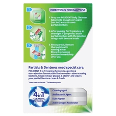 VIÊN SỦI NGÂM VỆ SINH RĂNG GIẢ / HÀM DUY TRÌ Polident Whitening Cleanser Tablets, 4 in 1 ƯU ĐIỂM