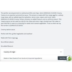 SỐT KEM TARTARE Heinz Seriously Good Tartare Sauce Squeezy, TRỨNG GÀ THẢ VƯỜN, 295ml