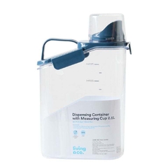 BÌNH ĐỰNG THỰC PHẨM TRONG SUỐT KÈM ỐNG ĐONG Living & Co Dispensing Container with Measuring Cup Clear – Đựng Ngũ Cốc, Cà Phê, Hạt Khô, 1.5L