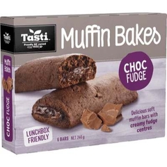 HỘP 6 THANH BÁNH  Tasti Muffin Bakes NHÂN KEM SOCOLA Choc Fudge & Choc Caramel 6 x 40g, 240g