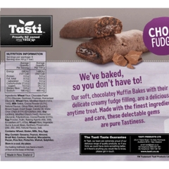 HỘP 6 THANH BÁNH  Tasti Muffin Bakes NHÂN KEM SOCOLA Choc Fudge & Choc Caramel 6 x 40g, 240g