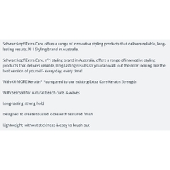 XỊT TẠO KIỂU TÓC Schwarzkopf Extra Care Keratin Sea Salt Spray, Giữ Nếp, Tự Nhiên, Không Bết, 250ml