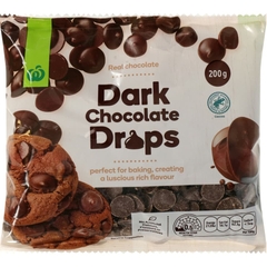 HẠT SOCOLA ĐEN / TRẮNG / SỮA NƯỚNG BÁNH Woolworths Chocolate Baking WHITE / BLACK / MILK DROPS, 200g