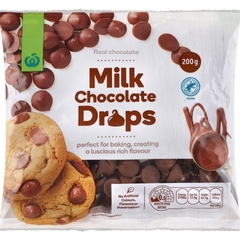 HẠT SOCOLA ĐEN / TRẮNG / SỮA NƯỚNG BÁNH Woolworths Chocolate Baking WHITE / BLACK / MILK DROPS, 200g