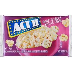 TÚI BẮP LÒ VI SÓNG Act II Kettle Microwave Popcorn, VỊ BƠ Butter / MẶN NGỌT Sweet & Salty, 85g