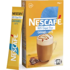 HỘP 10 GÓI CAFE 98% KHÔNG ĐƯỜNG Nescafe Coffee Sachets - Sugar Free, Latte - Vanilla Malt - Caramel - Hazelnut - Mocha