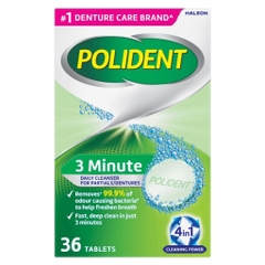 VIÊN SỦI NGÂM VỆ SINH RĂNG GIẢ / HÀM DUY TRÌ Polident Whitening Cleanser Tablets, 4 in 1 ƯU ĐIỂM