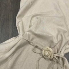 Váy linen Chililuu váy cách điệu chiết eo dang ngắn ngắn kèm hoa phong cách đơn giản thanh lịch