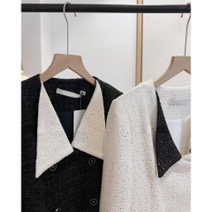 Áo dạ tweed nữ Chililuu chất tweed cao cấp kiểu dáng giấu quần phong cách ulzzang sang chảnh