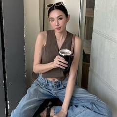 Áo gile croptop Chililuu áo gile vạt chéo hở nách cách tân phong cách cá tính sang chảnh