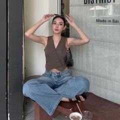 Áo gile croptop Chililuu áo gile vạt chéo hở nách cách tân phong cách cá tính sang chảnh