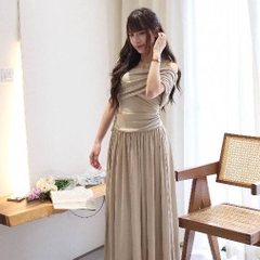 Đầm maxi Chililuu váy nữ tay tạo kiểu dáng dài phong cách thanh lịch