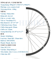 Bộ Vành Nhôm 26/27.5/29Inch KOOZER XF2046 - Phanh Đĩa 6 Ốc