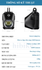 Đèn Xe Đạp Siêu Sáng 1600 Lumens WEST BIKING