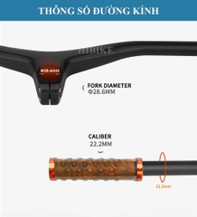 Ghi Đông Xe Đạp MTB Liền Pô Tăng CARBON TOSEEK - Màu Đen