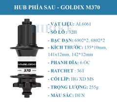 Bộ Hub Xe Đạp GOLDIX M370 - Phanh Đĩa 6 Ốc - Rachet 36T