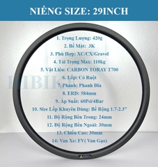 Niềng Xe Đạp MTB Carbon Toray 27.5 Inch Và 29 Inch - Phanh Đĩa