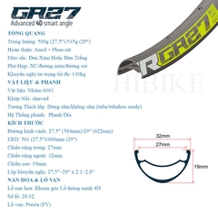 Niềng Nhôm 6061 Xe Đạp KOOZER GR27 27.5/29inch - Phanh Đĩa