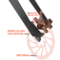 Phuộc Đơ Xe Đạp MTB CARBON TOSEEK – Phanh Đĩa - Cổ Nở 39.8mm