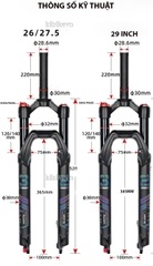 Phuộc Hơi Xe Đạp MTB NANLIO 26/ 27.5 / 29 Inch – Phanh Đĩa