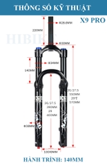 Phuộc Hơi Xe Đạp MTB NANLIO X9 PRO 26/27.5/29 Inch