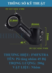 Pô Tăng Nhôm Xe Đạp 45 Độ FMFXTRA