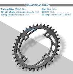 Đĩa răng xe đạp PROWHEEL BCD 104MM 1X