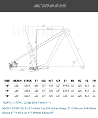 Khung Sườn Nhôm Xe Đạp Địa Hình KINESIS AM HARDTAIL TX529 BOOST UDH