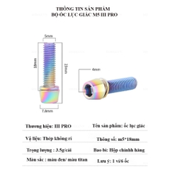 Bộ 6 Ốc Lục Giác Không Rỉ Gắn Pô Tăng Xe Đạp M5*18mm