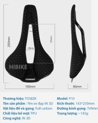Yên Xe Đạp Carbon 3D Toseek P10