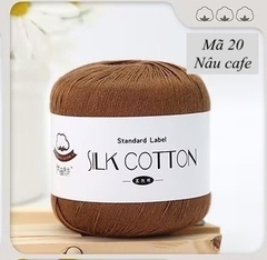 Cuộn len sợi cotton lụa mềm, sợi Silk Cotton 50gr