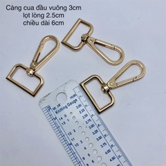 Càng cua đầu vuông 3cm lọt lòng 2.5 dài 6cm màu vàng