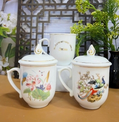 Cốc sứ mẫu đơn Vinh hoa Phú quý khảm vàng