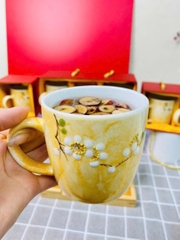 Cốc sứ men đá in hoa trang trí