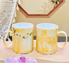 Cốc sứ men đá in hoa trang trí