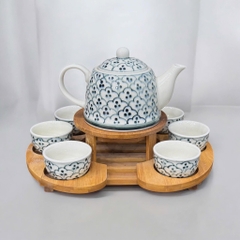 Bộ ấm trà khay tre