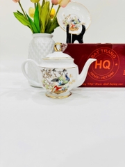 Bộ ấm chén họa tiết chim công vàng kim