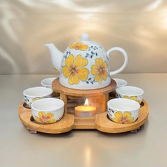 Bộ ấm trà khay tre
