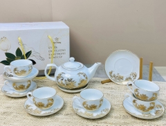 Bộ ấm chén in cảnh vàng kim